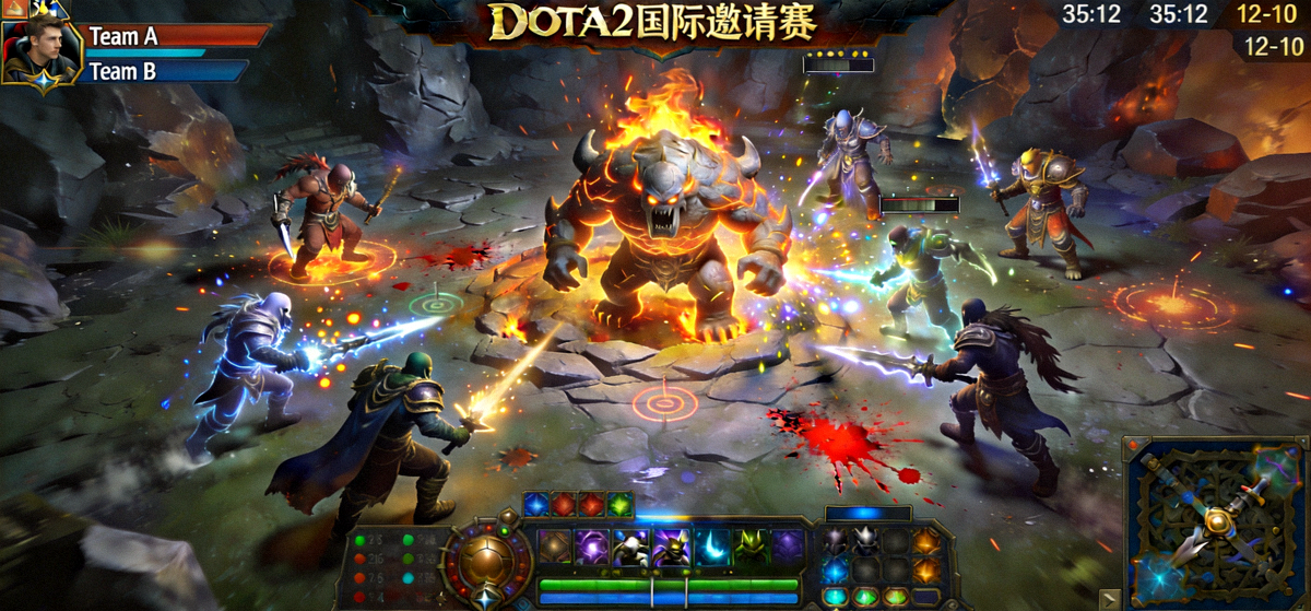 DOTA2国际邀请赛淘汰赛直播画面 - 双方十名英雄在肉山巢穴爆发关键团战